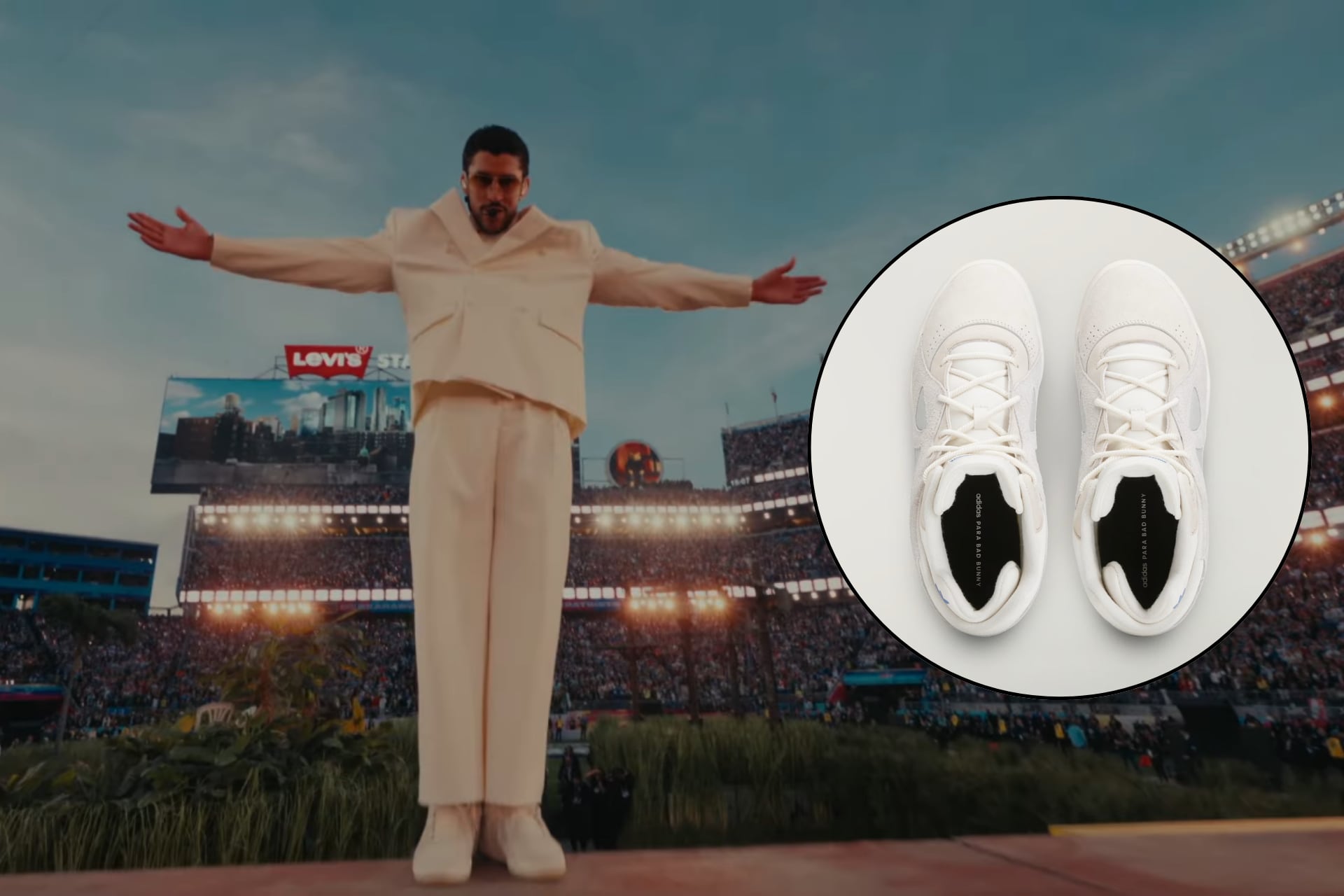 El costo de los tenis de Bad Bunny utilizados durante su actuación en el Super Bowl.